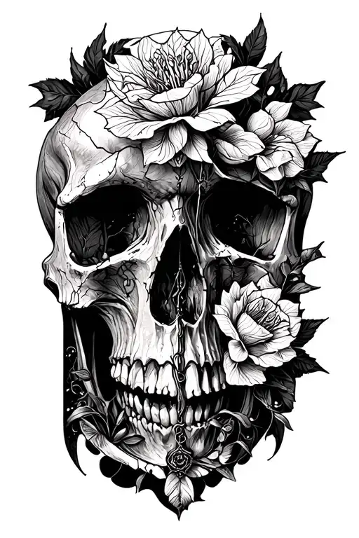 gothic without a skull, including elements of nature tattoo design idea
