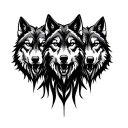 three wolves facing front tattoo design idea