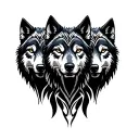 three wolves facing front tattoo design idea