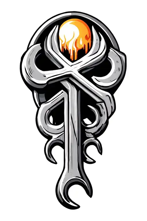 wrenches made into cross tattoo design idea