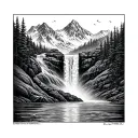Mountain Waterfall tattoo design idea