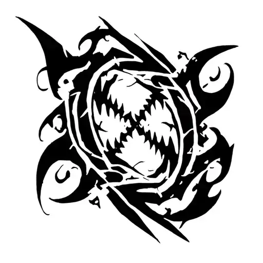 neo tribal style neo sighilism many, crosses, fangs, different thin forms, claws tattoo design idea