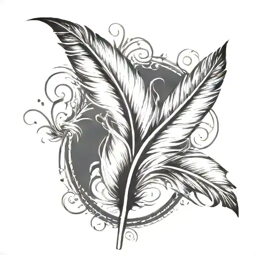 Create a realistic tattoo design of a feather forming the infinity symbol. The feather should be well defined, tattoo design idea