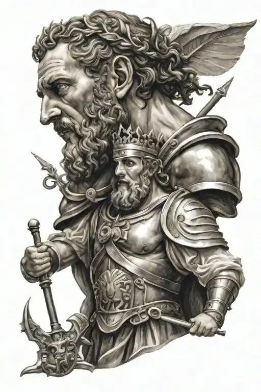 king David holding Goliath's head tattoo design idea