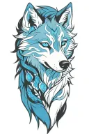 cherokee wolf puppy blue eyes anime tattoo design idea