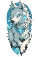 cherokee wolf puppy blue eyes anime tattoo design idea