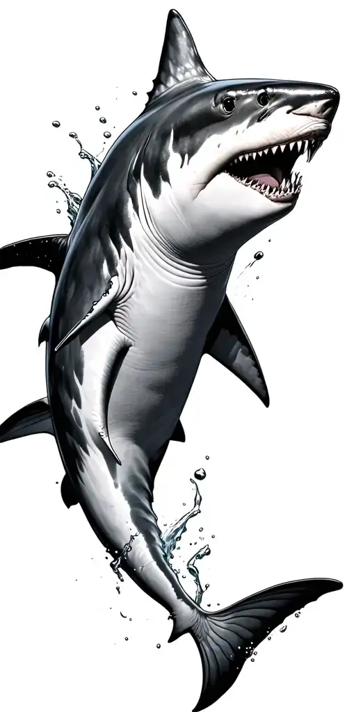 a intimated realalistic shark swimming tattoo design idea