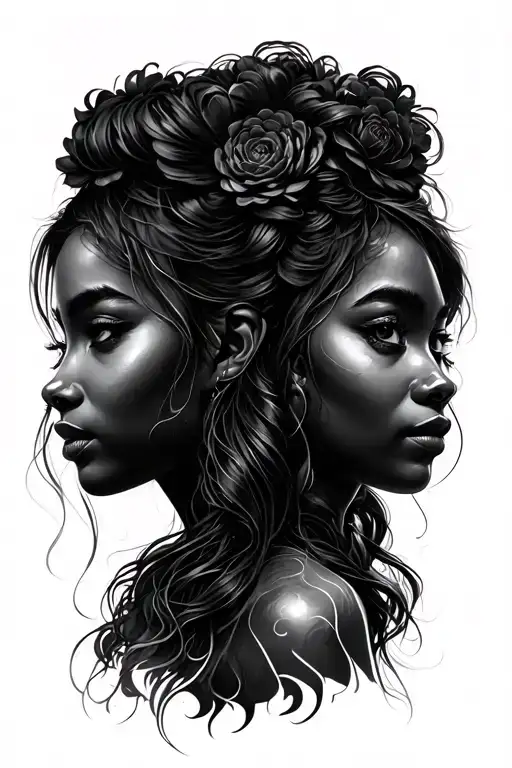 Gemini twin girls tattoo design idea