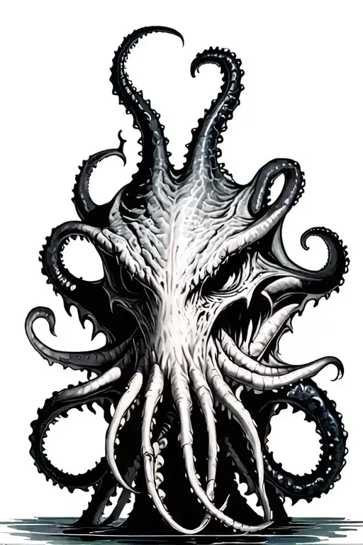 kraken black and grey tattoo design idea