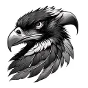 3/4 sleeve tattoo greyscale. eagle feathers layered  tattoo design idea