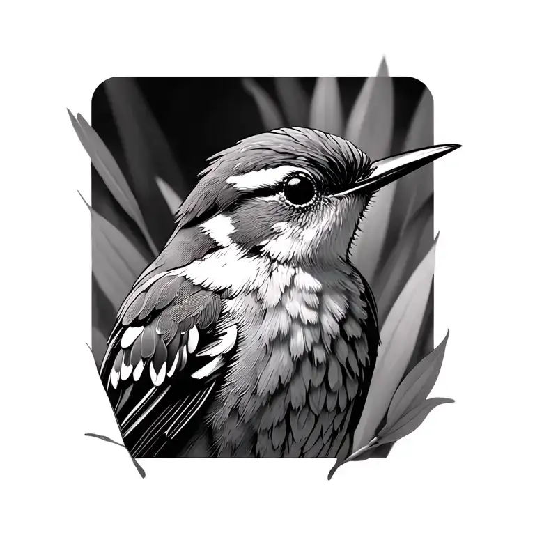 canyon wren bird tattoo design idea