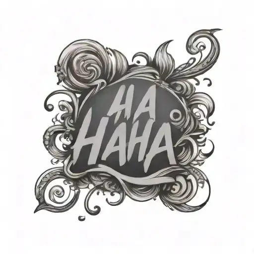 Around text: HA HA HA tattoo design idea