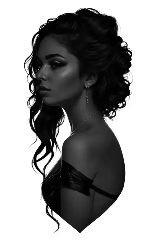 portrait of a Caucasian plus size model tattoo design idea