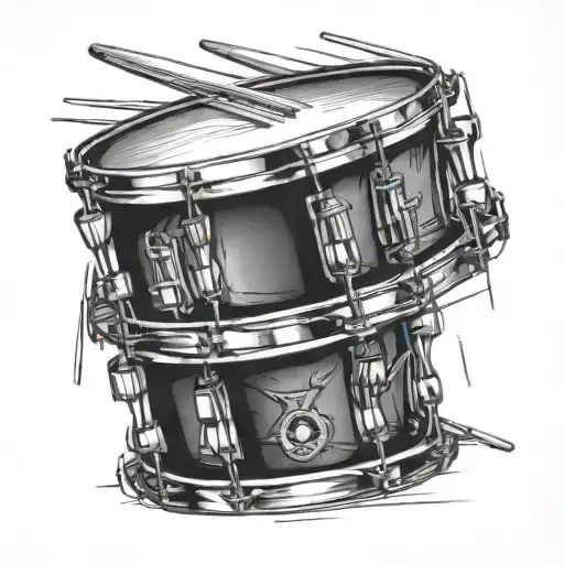 snare drum and sticks sketch tattoo design idea