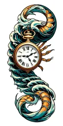 Waves Romanian Numbers Scorpion Suicide K♥ + 6♠ or J♥ + 6♠ pocket watchif it is to be it's up to me Waves tattoo design idea
