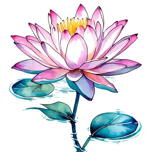 watercolor water lilly flower tattoo design idea