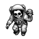 day of the dead astronaut floating in space tattoo design idea