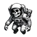 day of the dead astronaut floating in space tattoo design idea