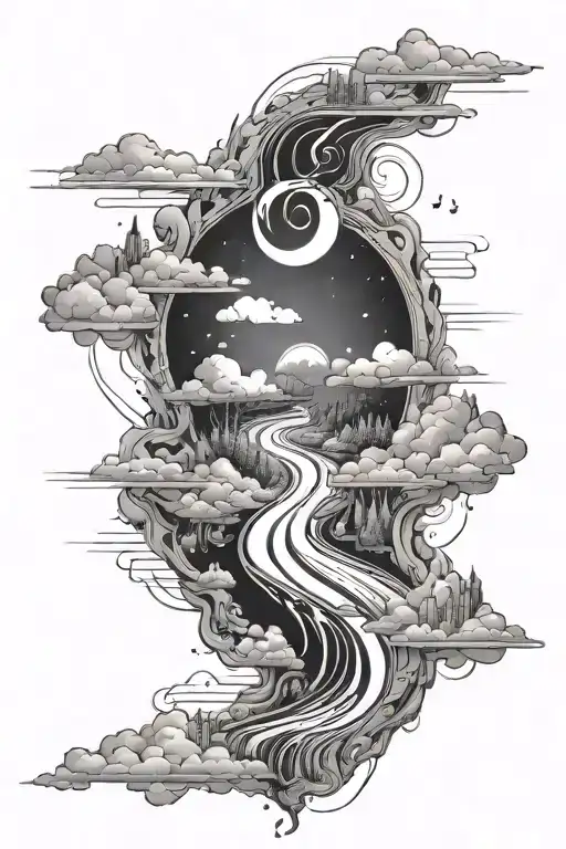 the road to infinity with overcoming obstacles along the way and achieving the goal tattoo design idea