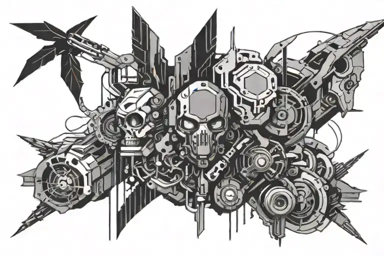 cyberpunk aesthetics tattoo design idea