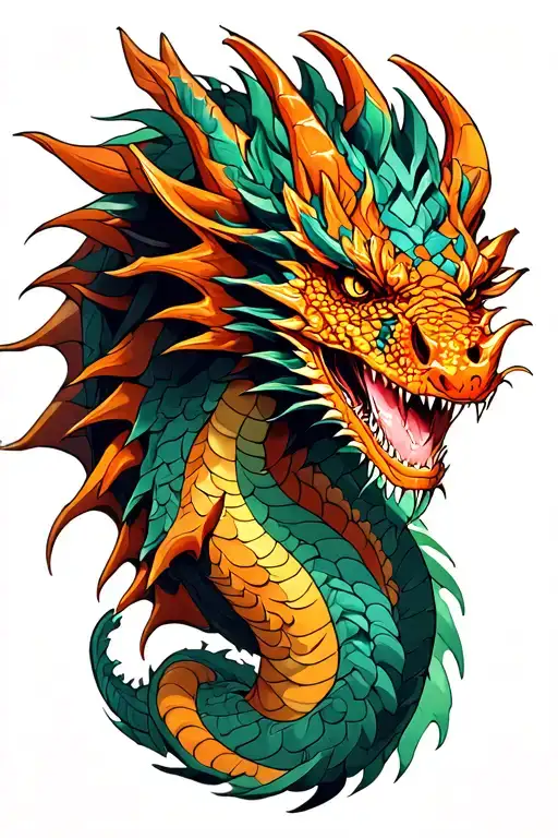 a majestic dragon with an epic, fantasy style and with elaborate details. tattoo design idea