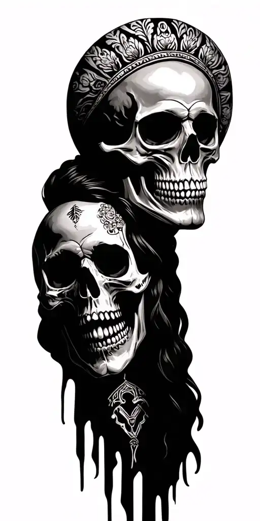 Mexican god of death with skull tattoo design idea
