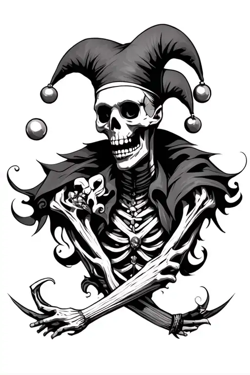 skeleton jester tattoo design idea