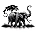 4 Elephants tattoo design idea