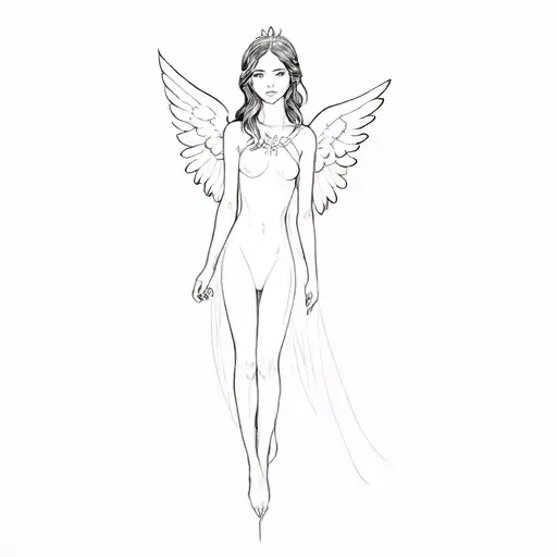a girl in a white angel costume tattoo design idea