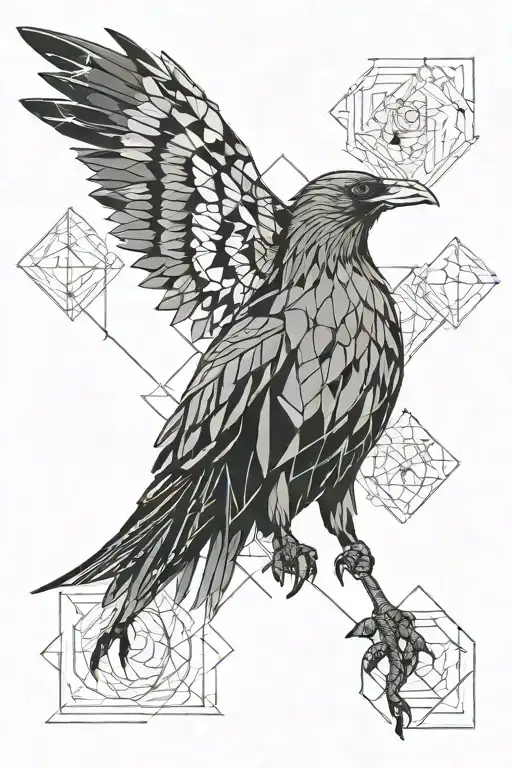 sharp-eyed raven carrying a message tattoo design idea