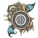 maritime compass tattoo design idea