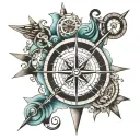 maritime compass tattoo design idea