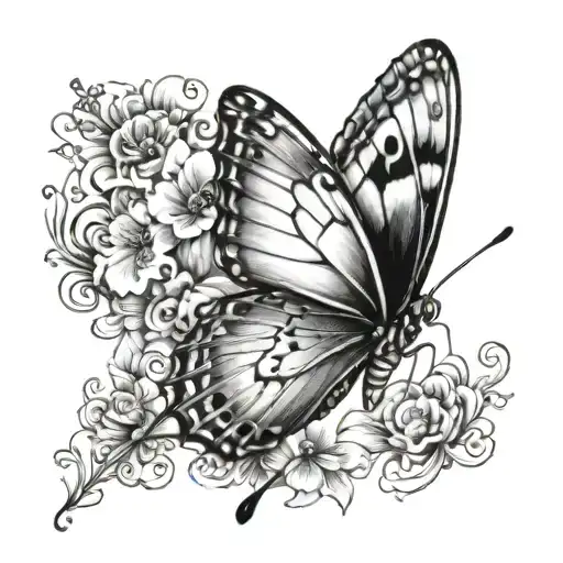 butterfly half smoke half realist tattoo design idea