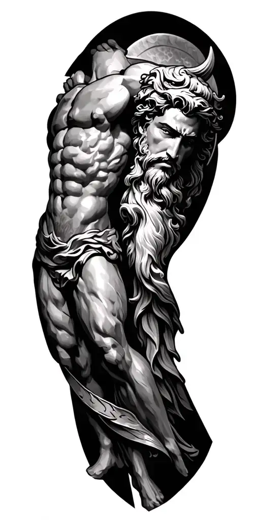 To create a tattoo arm sleeve design that incorporates Hercules, Icarus, Saint Michael, and Ares, you could envision a f tattoo design idea