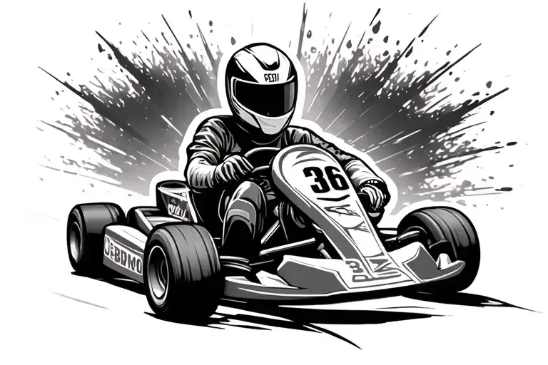 go kart driver racing with number on his kart 36  tattoo design idea