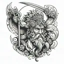 imagine a greek mythology surrounding separating zeus in the sky and hades in underworld, in each scenario, draw spartan tattoo design idea