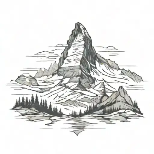 matterhorn scene tattoo design idea