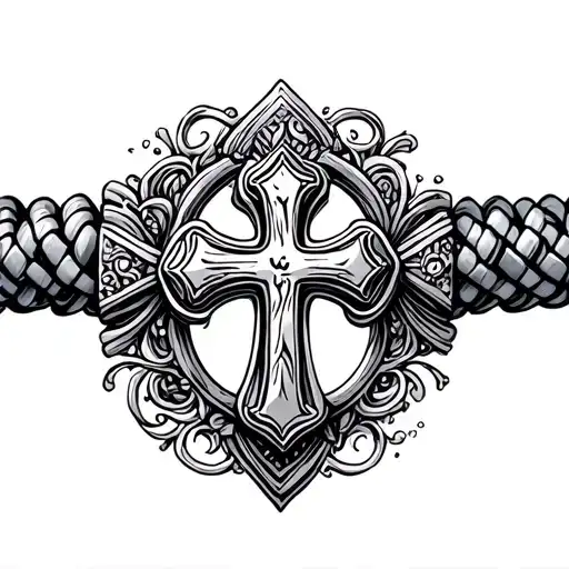Bracelet pandora with cross surrounded tattoo design idea