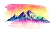 mountains aurora borealis colors tattoo design idea