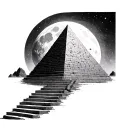 pyramide stairs moon tattoo design idea