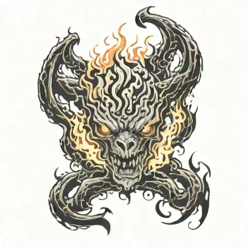 Fire burning inner demon tattoo design idea