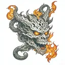 Fire burning inner demon tattoo design idea