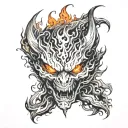 Fire burning inner demon tattoo design idea