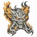 Fire burning inner demon tattoo design idea