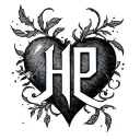 initials HP with a heart tattoo design idea