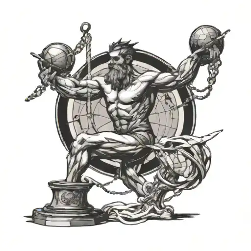 atlas holding the world, strings of fate, perseverance  tattoo design idea