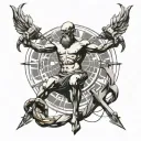 atlas holding the world, strings of fate, perseverance  tattoo design idea