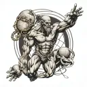 atlas holding the world, strings of fate, perseverance  tattoo design idea