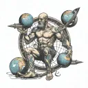 atlas holding the world, strings of fate, perseverance  tattoo design idea