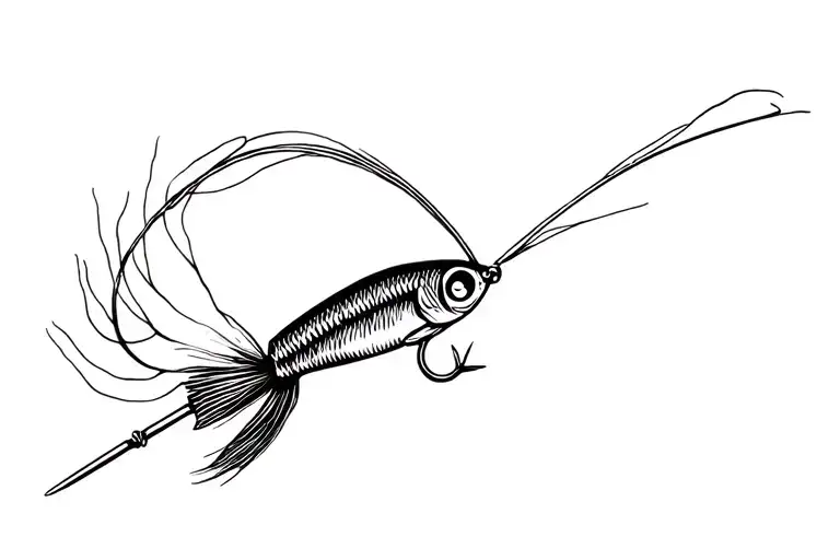 fly fishing lure tattoo design idea